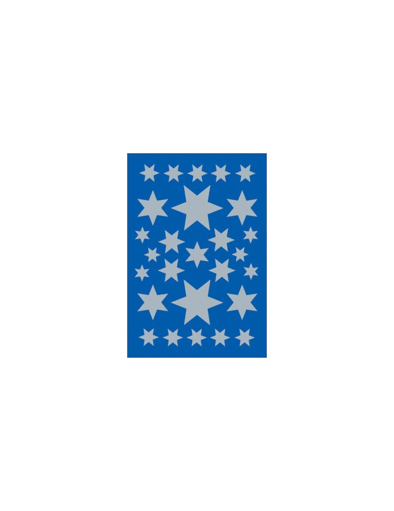 DECOR ÉTOILES, TAILLES DIFF. ARGENTÉES