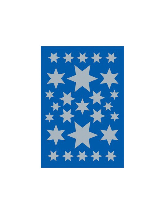 DECOR ÉTOILES, TAILLES DIFF. ARGENTÉES