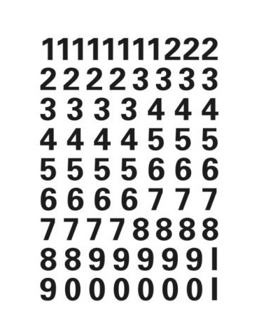 VARIO NOMBRES 0-9, NOIR 10 mm