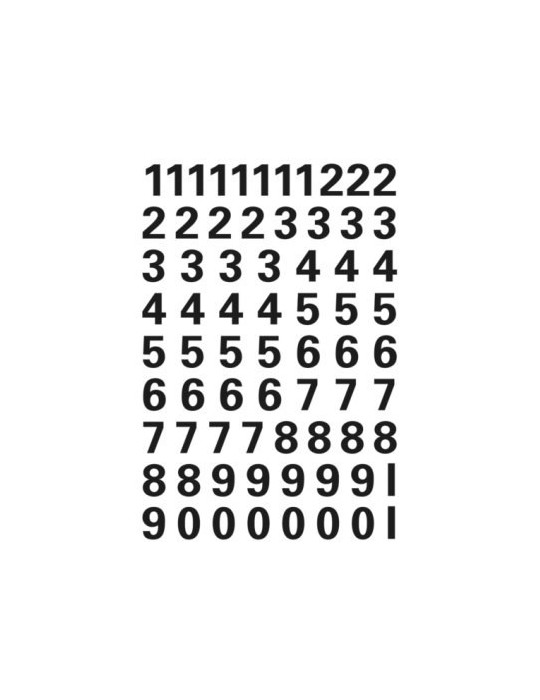 VARIO NOMBRES 0-9, NOIR 10 mm