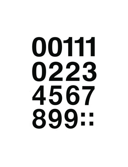 VARIO NOMBRES 0-9, NOIRS 33 mm