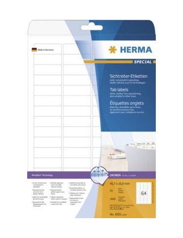 ÉTIQU. ONGLETS AMOVIBLES A4 25 45,7x16,9