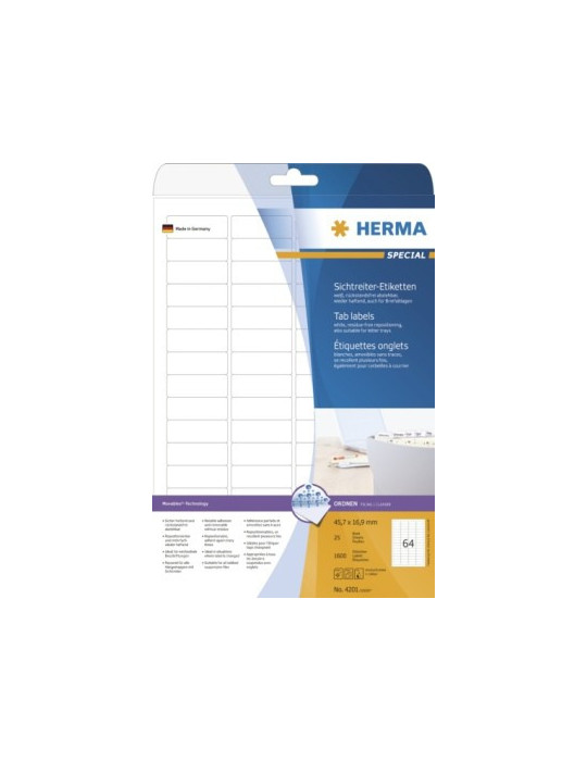 ÉTIQU. ONGLETS AMOVIBLES A4 25 45,7x16,9