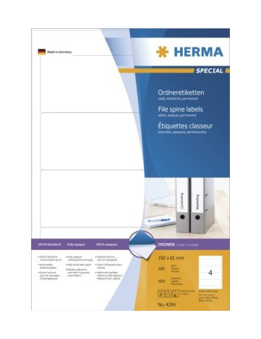 ÉTIQU. CLASSEUR A4 100 192x61 BLANCHES