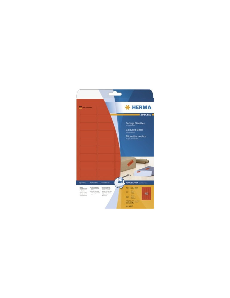 ÉTIQU.COULEUR A4 20 45,7x21,2 ROUGES AMO