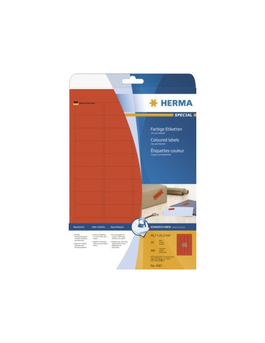 ÉTIQU.COULEUR A4 20 45,7x21,2 ROUGES AMO