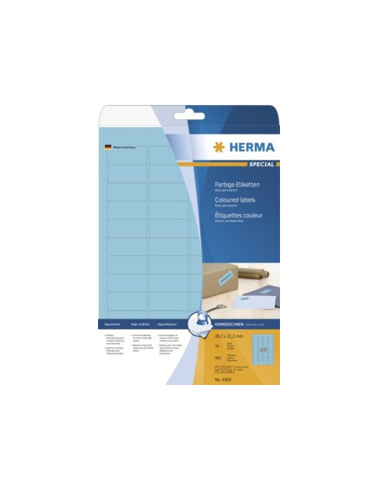 ÉTIQU.COULEUR A4 20 45,7x21,2 BLEUES AMO