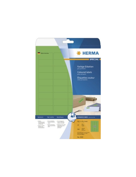 ÉTIQU.COULEUR A4 20 45,7x21,2 VERTES AMO