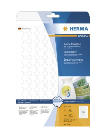 ÉTIQU. AMOVIBLES A4 25 Ø 20 RONDES
