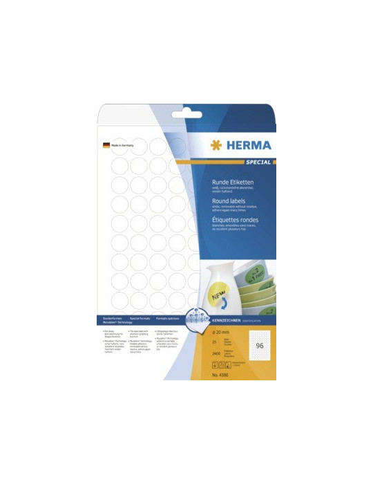 ÉTIQU. AMOVIBLES A4 25 Ø 20 RONDES