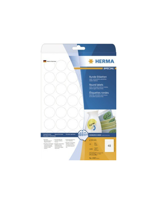 ÉTIQU. AMOVIBLES A4 25 Ø 30 RONDES