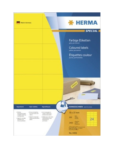 ÉTIQU. COULEUR A4 100 70x37 JAUNES