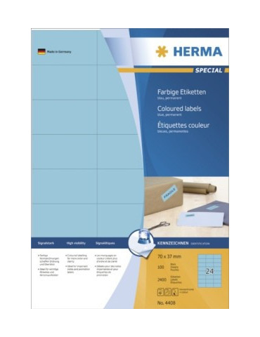 ÉTIQU. COULEUR A4 100 70x37 BLEUES