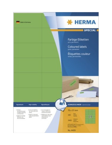 ÉTIQU. COULEUR A4 100 70x37 VERTES
