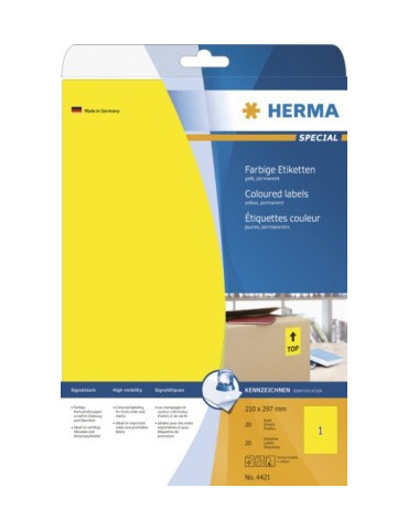 ÉTIQU. COULEUR A4 20 210x297 JAUNES AMO