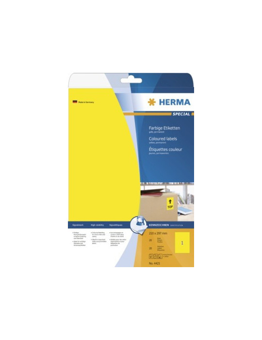 ÉTIQU. COULEUR A4 20 210x297 JAUNES AMO