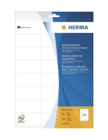 ÉTIQU. ADRESSE MACH.À ÉCRIRE 20 A4 70x36
