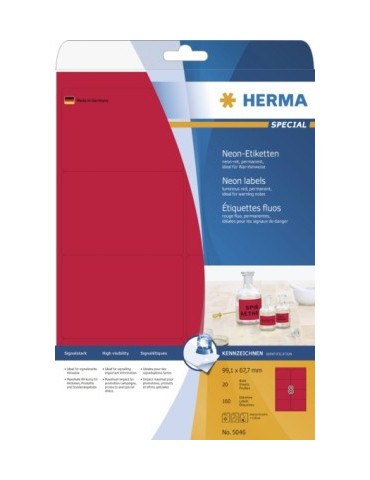 ÉTIQU. FLUOS A4 20 99,1x67,7 ROUGES FLUO