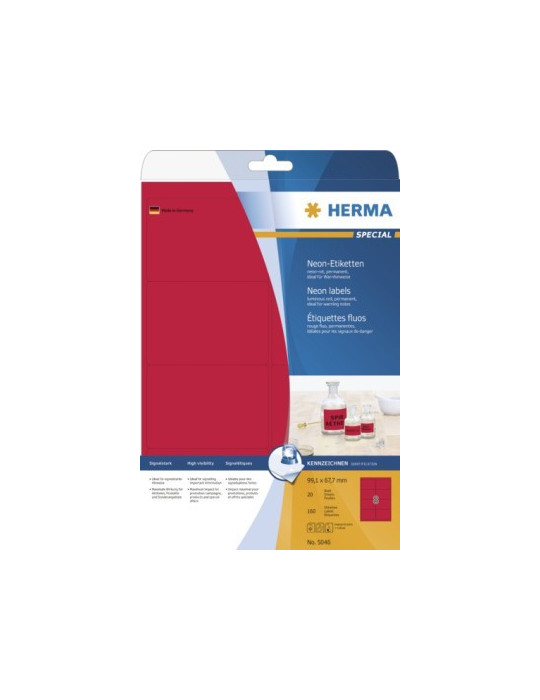 ÉTIQU. FLUOS A4 20 99,1x67,7 ROUGES FLUO