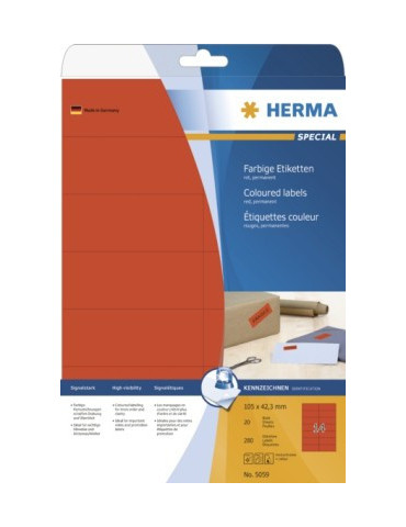 ÉTIQU. COULEUR A4 20 105x42,3 ROUGES AMO