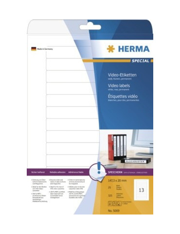 ÉTIQU. VIDÉO VHS DOS A4 25 147,3x20