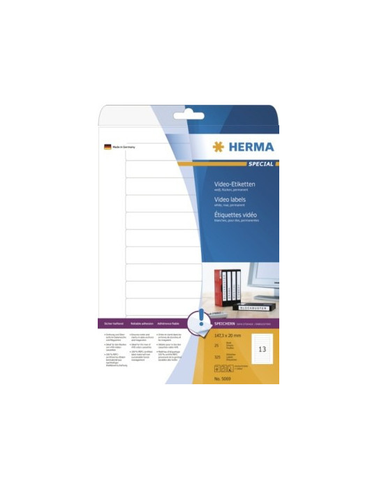 ÉTIQU. VIDÉO VHS DOS A4 25 147,3x20