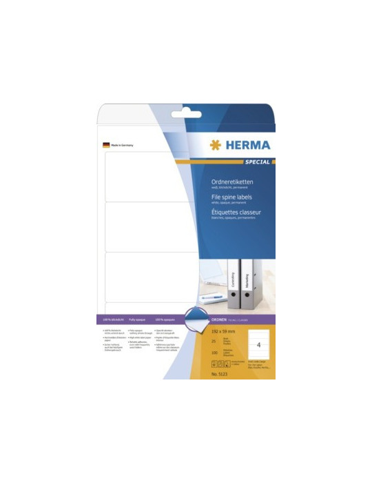 ÉTIQU. CLASSEUR A4 25 192x59 BLANCHES