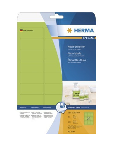 ÉTIQU. FLUOS A4 20 63,5x29,6 VERTES FLUO