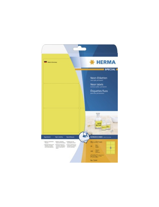 ÉTIQU. FLUOS A4 20 99,1x67,7 JAUNES FLUO