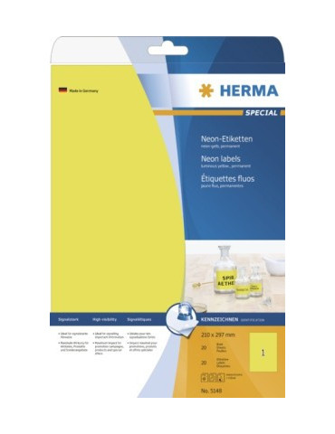 ÉTIQU. FLUOS A4 20 210x297 JAUNES FLUO