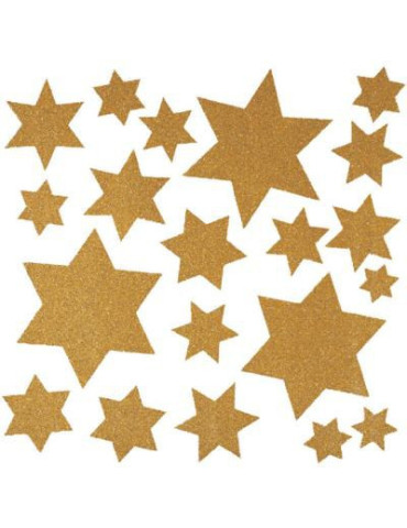 DECO. FENÊTRE ÉTOILES DOREES 30x30
