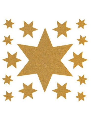 VENSTER DECO 30x30CM KERST STERREN GOUD