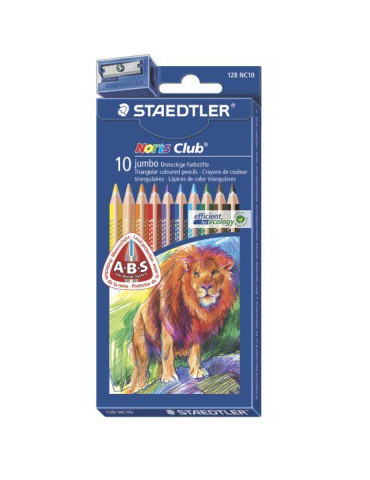 Noris jumbo kleurpotlood - set 10 st + slijper