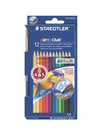 Noris aquarell kleurpotlood - set 12 st + penseel
