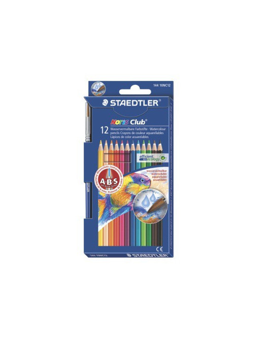 Noris aquarell kleurpotlood - set 12 st + penseel