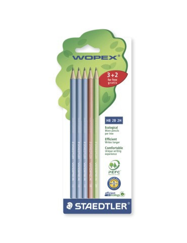 Wopex potlood - blister 5 st Engels (3+2)