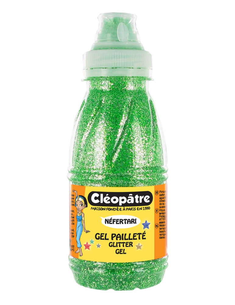 NÉFERTARI Glitter-Gel – farbloses Gel mit Glitter, 250 ml, Grün