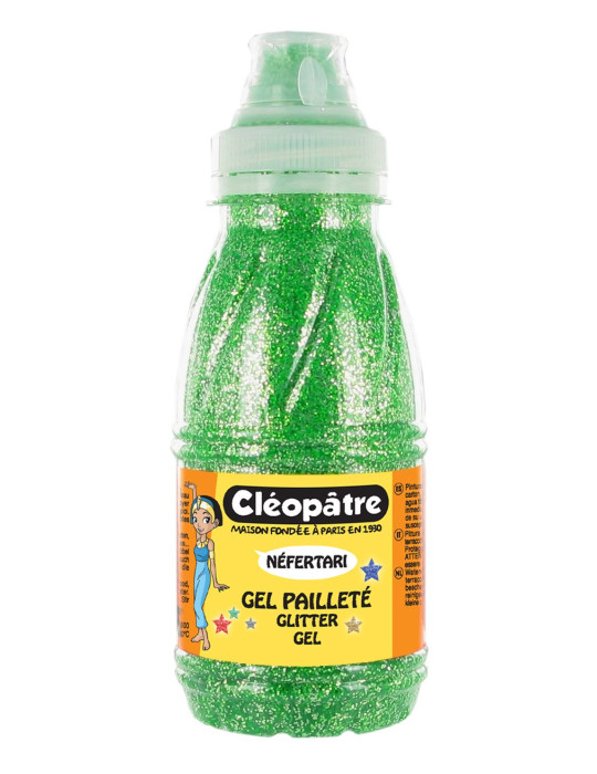 NÉFERTARI Glitter-Gel – farbloses Gel mit Glitter, 250 ml, Grün