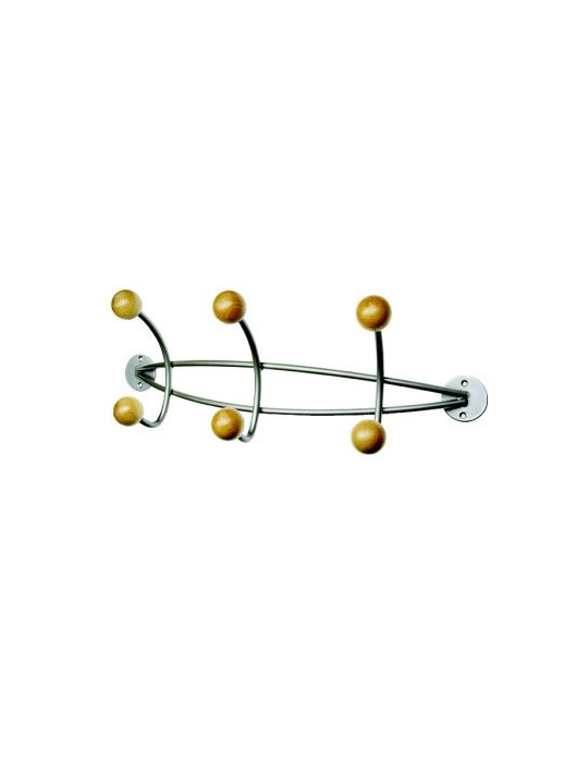 Crochet mural Alco garderobe 3 crochets doubles, métal argenté, jusqu'