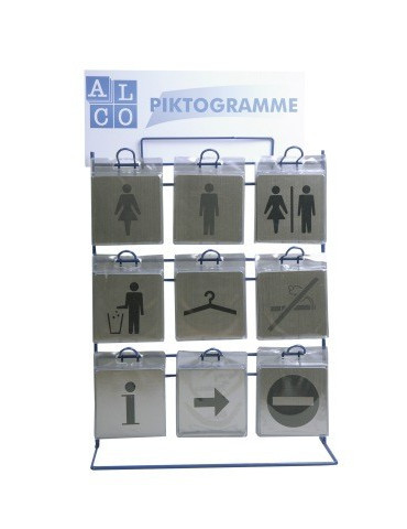 Pictogrammes en inox, Alco 90x90x1mm ass. display