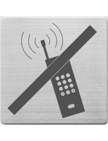 pictogram Alco RVS 90x90x1mm - mobiel niet toegestaan -