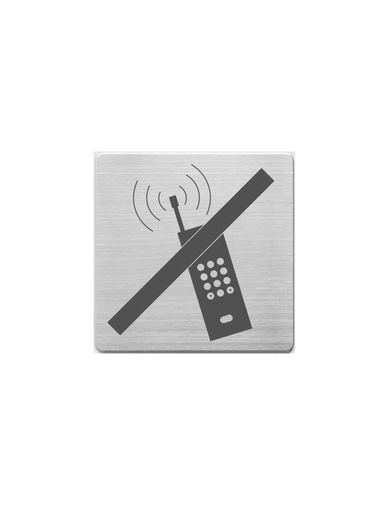 pictogram Alco RVS 90x90x1mm - mobiel niet toegestaan -