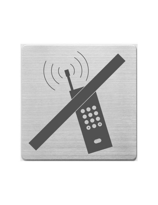 pictogram Alco RVS 90x90x1mm - mobiel niet toegestaan -