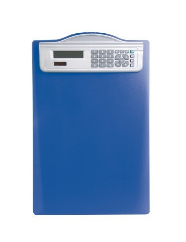 klembord Alco A4, met calculator, blauw kunststof, met cm verdeling