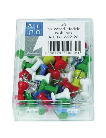 Push pins Alco assorti boîte 40 pièces