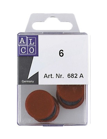 magneet Alco 24mm rond blister a 6 stuks rood
