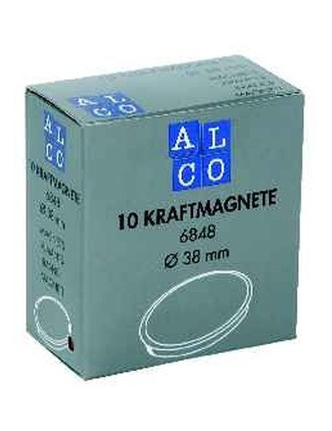magneet Alco 38mm rond doos a 10 stuks grijs