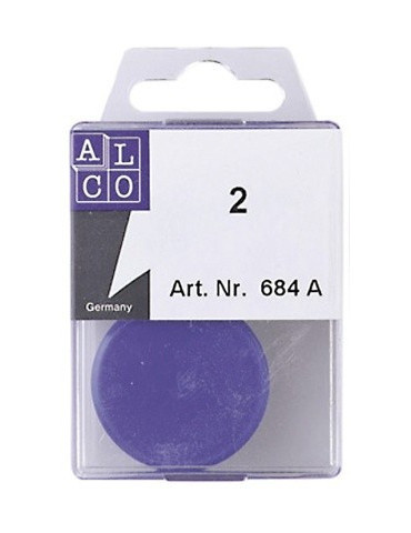 Aimant Alco 38mm bleu foncé boîte.2 pièces