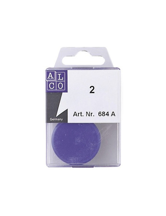 magneet Alco 38mm rond blister a 2 stuks donkerblauw