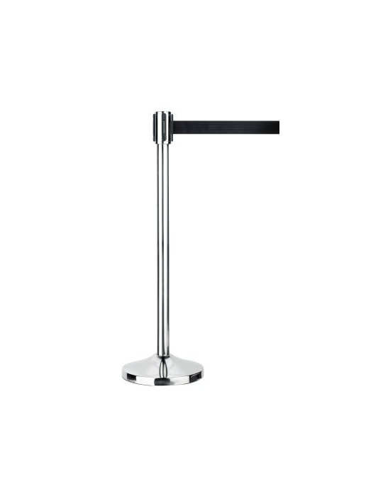 Potelet de délimitation Alco avec sangle chromé, 100 cm, pied 32 cm.